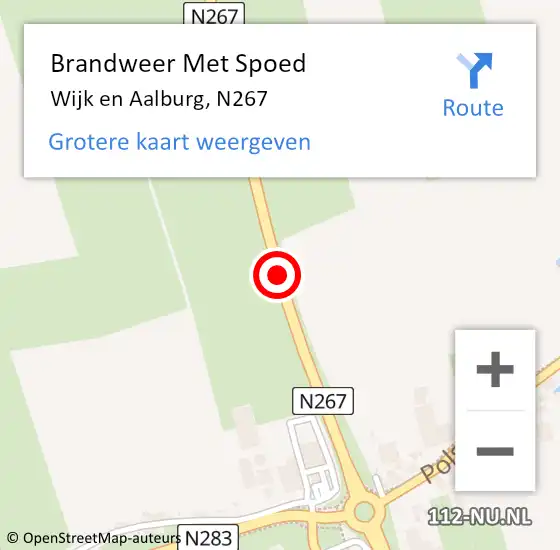 Locatie op kaart van de 112 melding: Brandweer Met Spoed Naar Wijk en Aalburg, N267 op 16 maart 2019 16:41