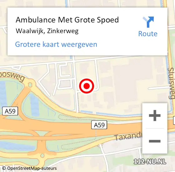 Locatie op kaart van de 112 melding: Ambulance Met Grote Spoed Naar Waalwijk, Zinkerweg op 26 maart 2014 15:33