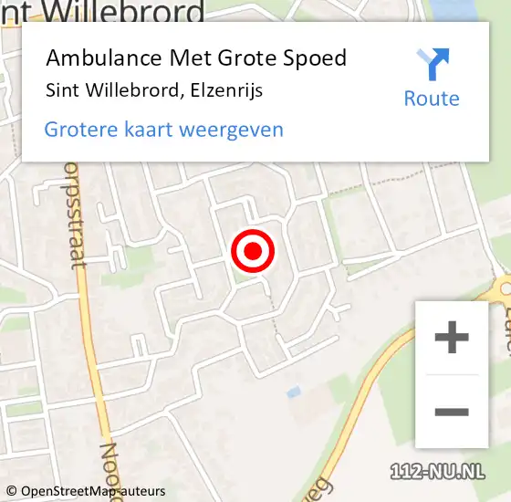 Locatie op kaart van de 112 melding: Ambulance Met Grote Spoed Naar Sint Willebrord, Elzenrijs op 16 maart 2019 17:50