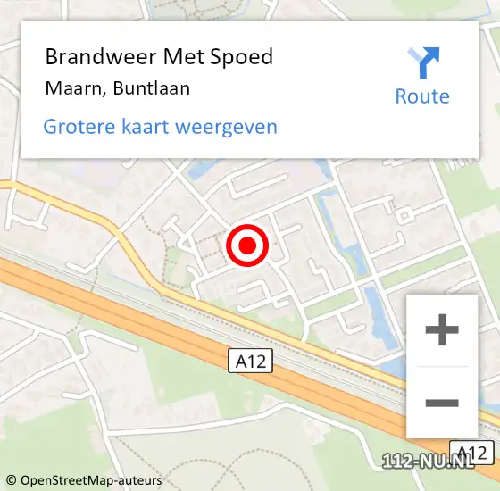 Locatie op kaart van de 112 melding: Brandweer Met Spoed Naar Maarn, Buntlaan op 16 maart 2019 18:13