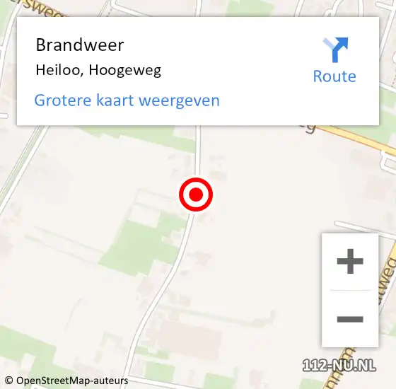 Locatie op kaart van de 112 melding: Brandweer Heiloo, Hoogeweg op 16 maart 2019 18:19