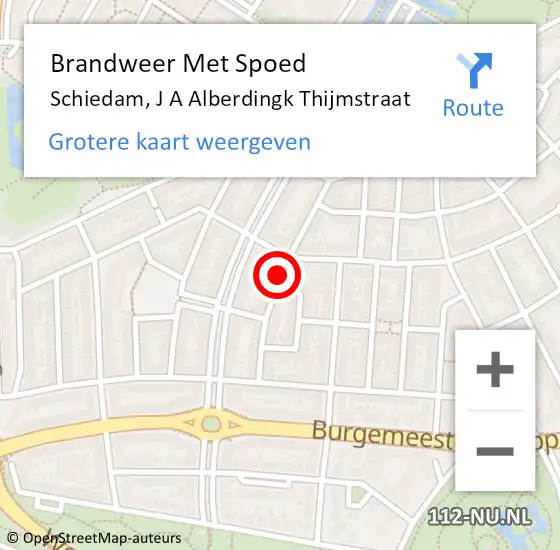 Locatie op kaart van de 112 melding: Brandweer Met Spoed Naar Schiedam, J A Alberdingk Thijmstraat op 16 maart 2019 18:58