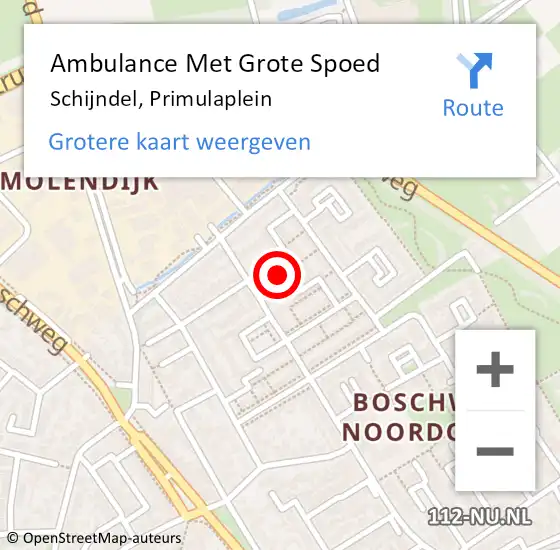 Locatie op kaart van de 112 melding: Ambulance Met Grote Spoed Naar Schijndel, Primulaplein op 16 maart 2019 19:51