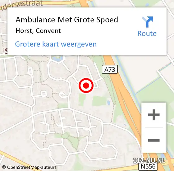 Locatie op kaart van de 112 melding: Ambulance Met Grote Spoed Naar Horst, Convent op 16 maart 2019 20:05