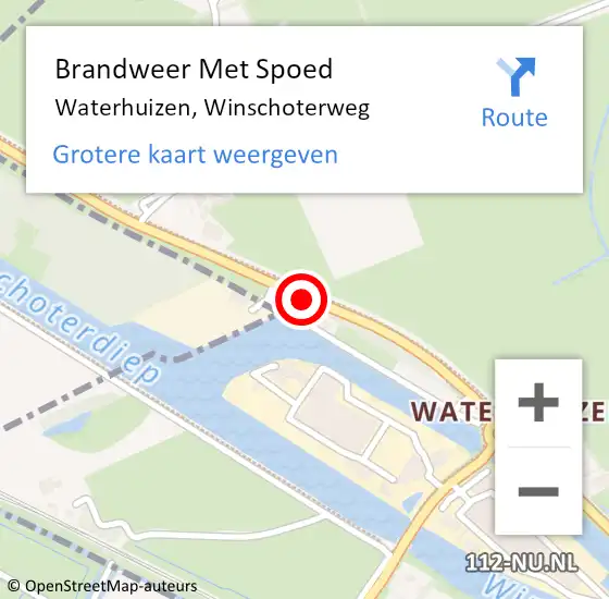 Locatie op kaart van de 112 melding: Brandweer Met Spoed Naar Waterhuizen, Winschoterweg op 16 maart 2019 20:58