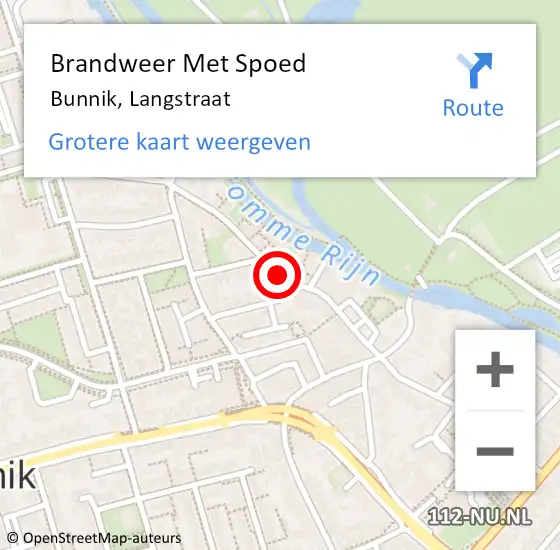 Locatie op kaart van de 112 melding: Brandweer Met Spoed Naar Bunnik, Langstraat op 16 maart 2019 21:06
