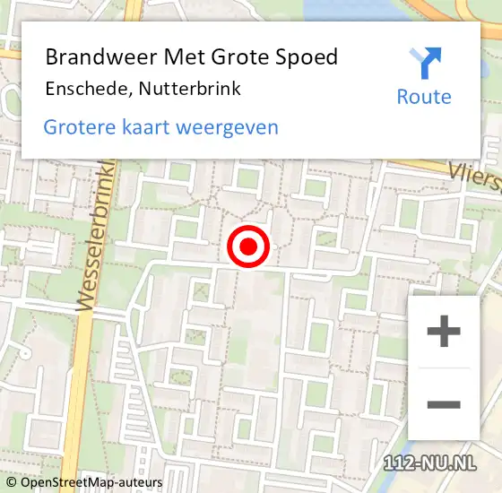 Locatie op kaart van de 112 melding: Brandweer Met Grote Spoed Naar Enschede, Nutterbrink op 16 maart 2019 22:17