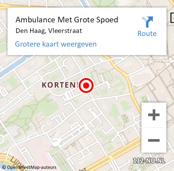 Locatie op kaart van de 112 melding: Ambulance Met Grote Spoed Naar Den Haag, Vleerstraat op 16 maart 2019 22:52