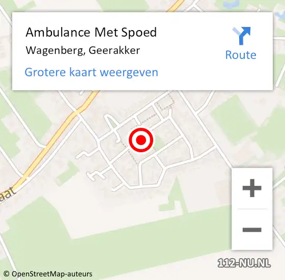 Locatie op kaart van de 112 melding: Ambulance Met Spoed Naar Wagenberg, Geerakker op 16 maart 2019 23:03