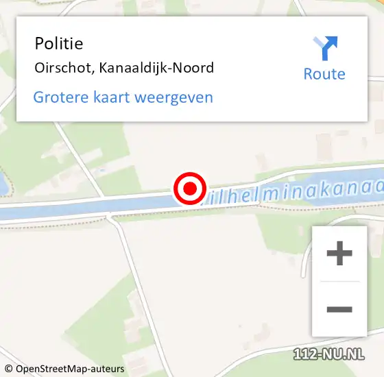 Locatie op kaart van de 112 melding: Politie Oirschot, Kanaaldijk-Noord op 16 maart 2019 23:30