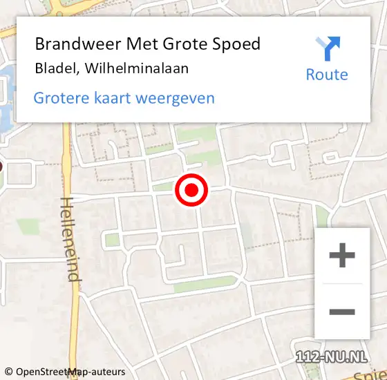 Locatie op kaart van de 112 melding: Brandweer Met Grote Spoed Naar Bladel, Wilhelminalaan op 17 maart 2019 00:38