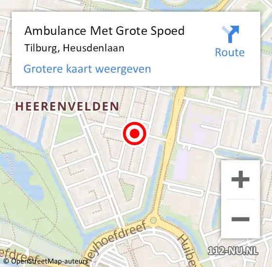 Locatie op kaart van de 112 melding: Ambulance Met Grote Spoed Naar Tilburg, Heusdenlaan op 17 maart 2019 03:23