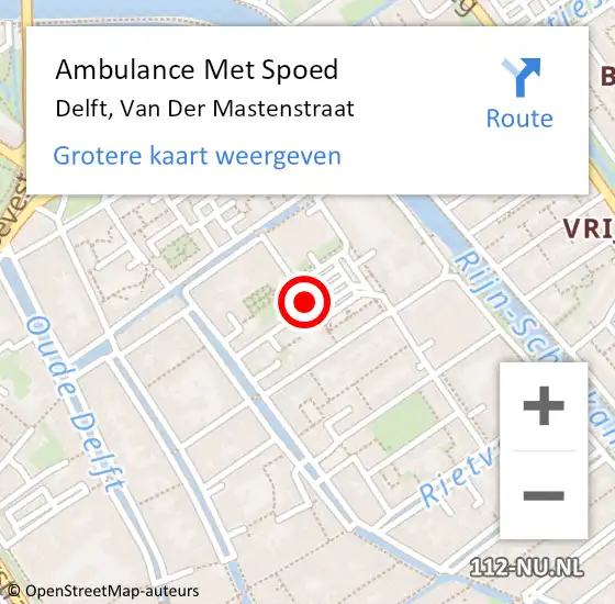 Locatie op kaart van de 112 melding: Ambulance Met Spoed Naar Delft, Van Der Mastenstraat op 17 maart 2019 04:31