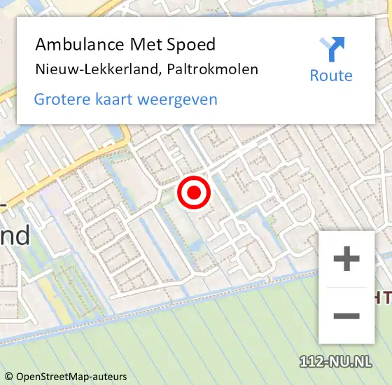 Locatie op kaart van de 112 melding: Ambulance Met Spoed Naar Nieuw-Lekkerland, Paltrokmolen op 17 maart 2019 08:17