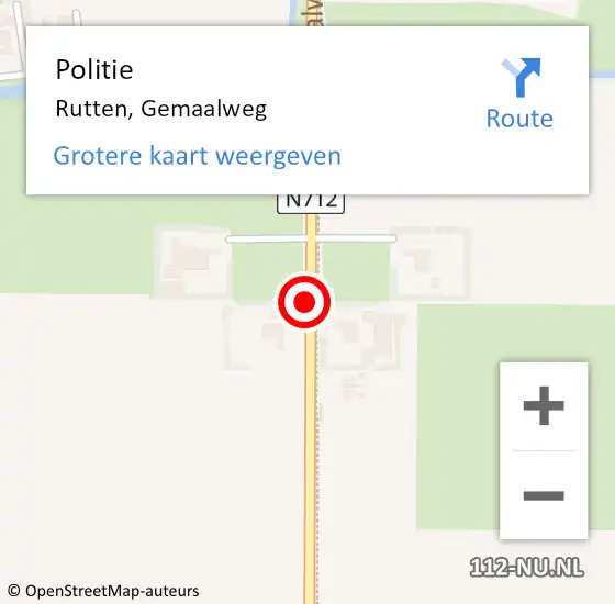 Locatie op kaart van de 112 melding: Politie Rutten, Gemaalweg op 17 maart 2019 09:11