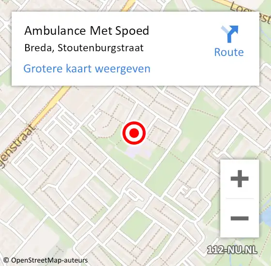 Locatie op kaart van de 112 melding: Ambulance Met Spoed Naar Breda, Stoutenburgstraat op 17 maart 2019 10:33