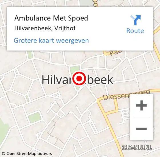 Locatie op kaart van de 112 melding: Ambulance Met Spoed Naar Hilvarenbeek, Vrijthof op 17 maart 2019 10:35