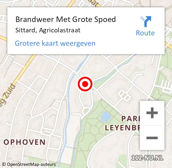 Locatie op kaart van de 112 melding: Brandweer Met Grote Spoed Naar Sittard, Agricolastraat op 17 maart 2019 10:53