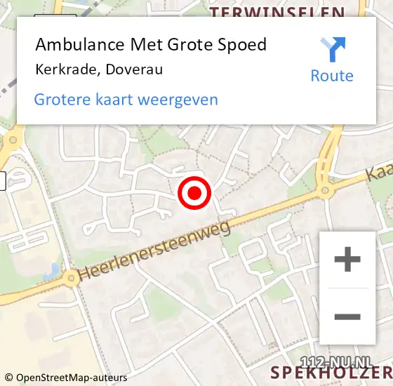 Locatie op kaart van de 112 melding: Ambulance Met Grote Spoed Naar Kerkrade, Doverau op 26 maart 2014 16:32