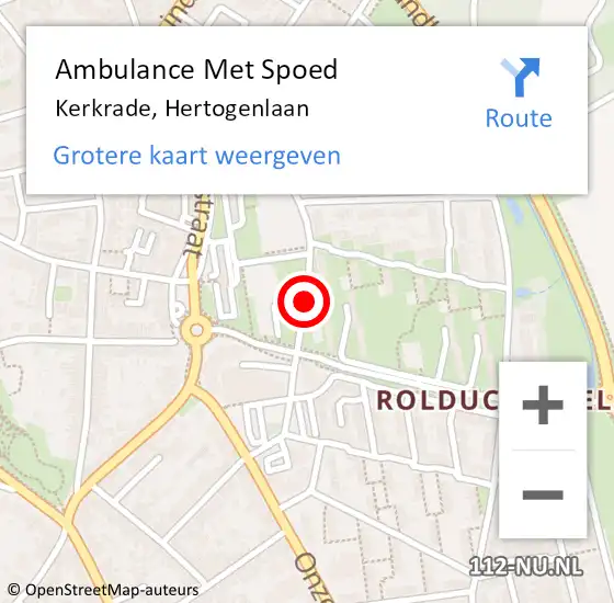 Locatie op kaart van de 112 melding: Ambulance Met Spoed Naar Kerkrade, Hertogenlaan op 17 maart 2019 11:52