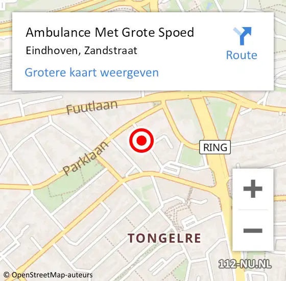 Locatie op kaart van de 112 melding: Ambulance Met Grote Spoed Naar Eindhoven, Zandstraat op 17 maart 2019 12:08