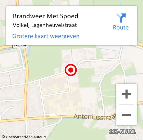 Locatie op kaart van de 112 melding: Brandweer Met Spoed Naar Volkel, Lagenheuvelstraat op 17 maart 2019 12:22