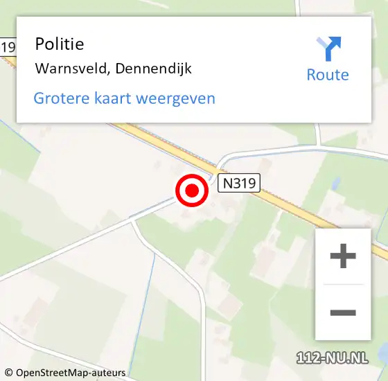 Locatie op kaart van de 112 melding: Politie Warnsveld, Dennendijk op 17 maart 2019 12:38