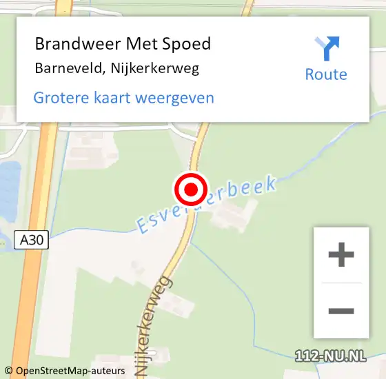 Locatie op kaart van de 112 melding: Brandweer Met Spoed Naar Barneveld, Nijkerkerweg op 17 maart 2019 13:51