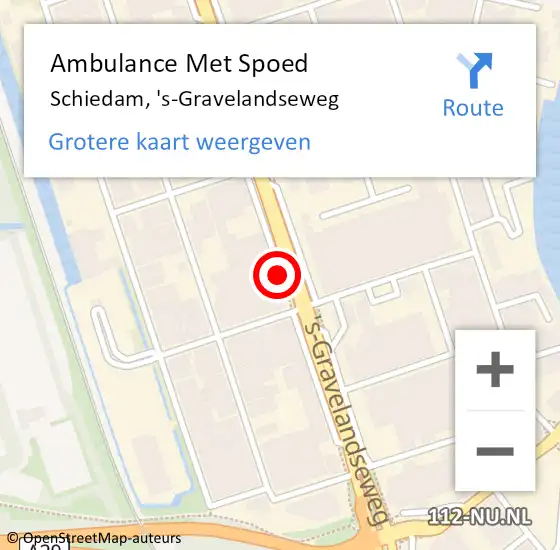 Locatie op kaart van de 112 melding: Ambulance Met Spoed Naar Schiedam, 's-Gravelandseweg op 17 maart 2019 15:29