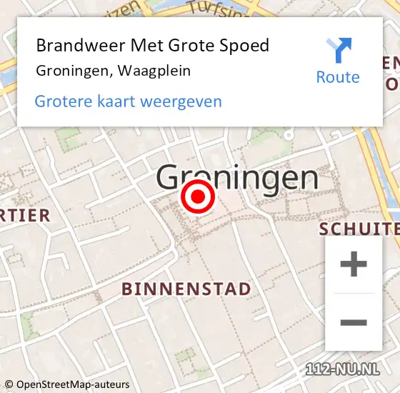 Locatie op kaart van de 112 melding: Brandweer Met Grote Spoed Naar Groningen, Waagplein op 17 maart 2019 15:58