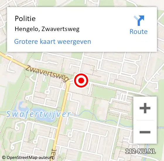 Locatie op kaart van de 112 melding: Politie Hengelo Ov, Zwavertsweg op 17 maart 2019 16:33