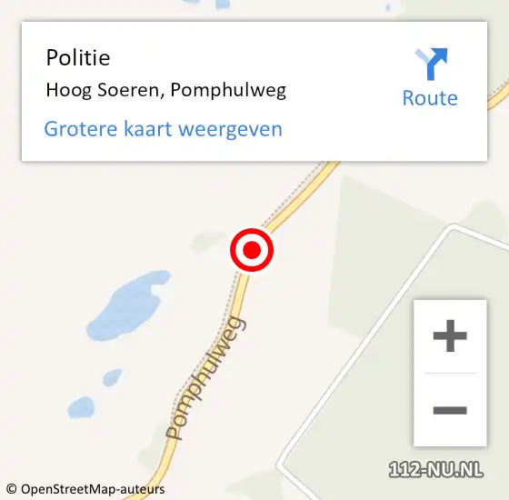 Locatie op kaart van de 112 melding: Politie Hoog Soeren, Pomphulweg op 17 maart 2019 17:01