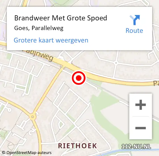 Locatie op kaart van de 112 melding: Brandweer Met Grote Spoed Naar Goes, Parallelweg op 17 maart 2019 17:51