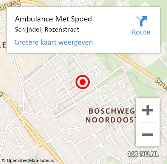 Locatie op kaart van de 112 melding: Ambulance Met Spoed Naar Schijndel, Rozenstraat op 17 maart 2019 18:24