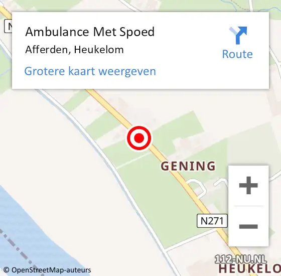 Locatie op kaart van de 112 melding: Ambulance Met Spoed Naar Afferden, Heukelom op 17 maart 2019 18:33
