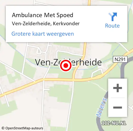 Locatie op kaart van de 112 melding: Ambulance Met Spoed Naar Ven-Zelderheide, Kerkvonder op 17 maart 2019 18:43