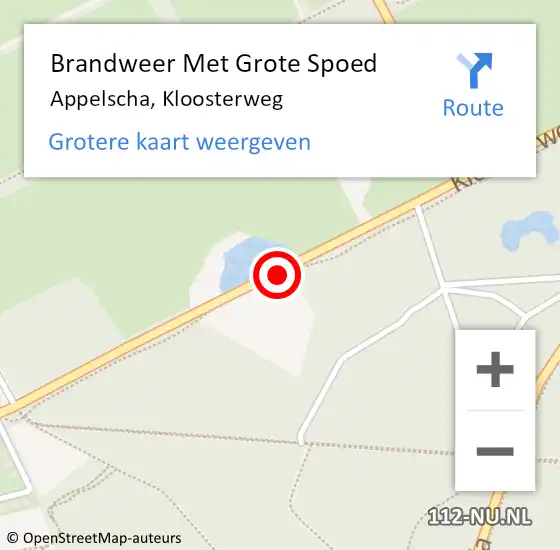 Locatie op kaart van de 112 melding: Brandweer Met Grote Spoed Naar Appelscha, Kloosterweg op 17 maart 2019 19:28