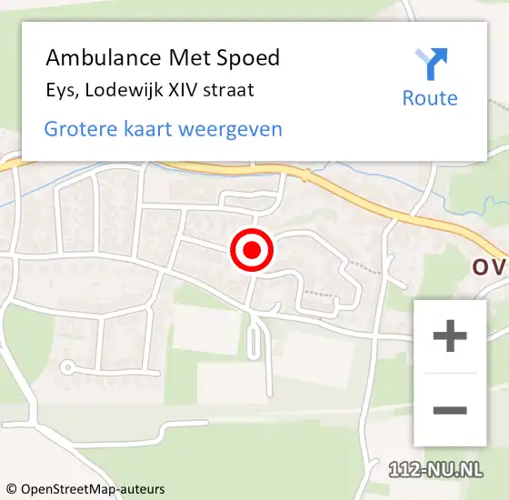 Locatie op kaart van de 112 melding: Ambulance Met Spoed Naar Eys, Lodewijk XIV straat op 26 maart 2014 17:11