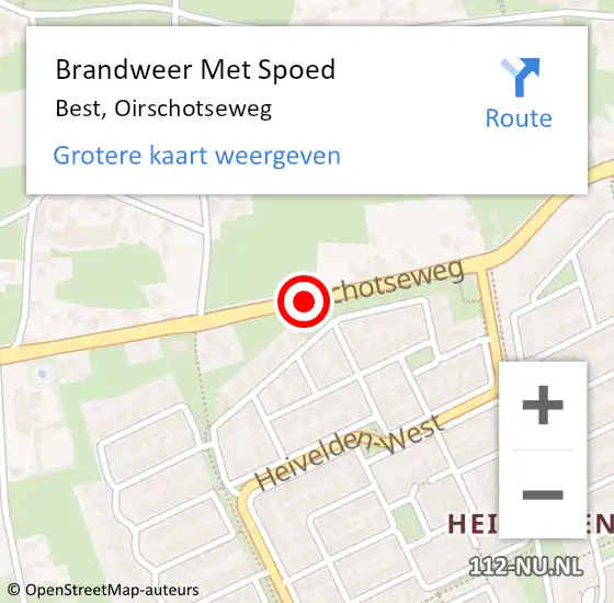 Locatie op kaart van de 112 melding: Brandweer Met Spoed Naar Best, Oirschotseweg op 17 maart 2019 20:20