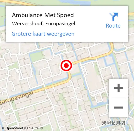 Locatie op kaart van de 112 melding: Ambulance Met Spoed Naar Wervershoof, Europasingel op 17 maart 2019 20:49