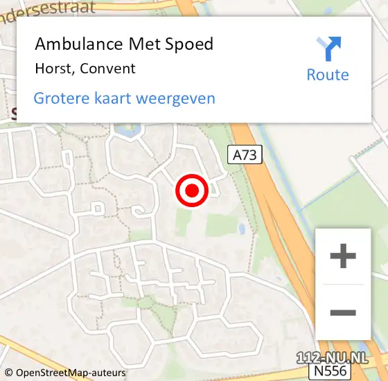 Locatie op kaart van de 112 melding: Ambulance Met Spoed Naar Horst, Convent op 26 maart 2014 17:17