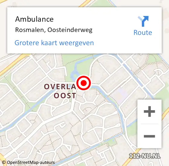 Locatie op kaart van de 112 melding: Ambulance Rosmalen, Oosteinderweg op 17 maart 2019 23:22