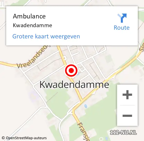 Locatie op kaart van de 112 melding: Ambulance Kwadendamme op 18 maart 2019 00:23