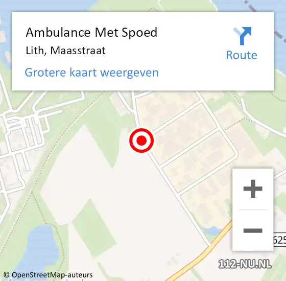 Locatie op kaart van de 112 melding: Ambulance Met Spoed Naar Lith, Maasstraat op 18 maart 2019 00:26