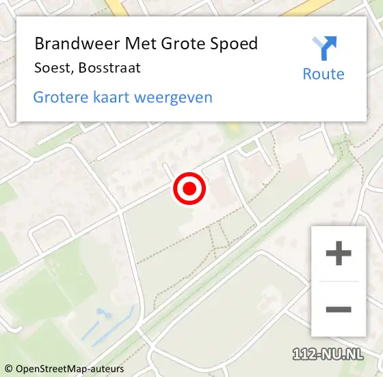 Locatie op kaart van de 112 melding: Brandweer Met Grote Spoed Naar Soest, Bosstraat op 18 maart 2019 07:52