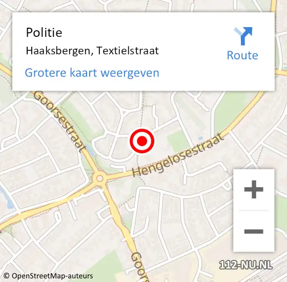 Locatie op kaart van de 112 melding: Politie Haaksbergen, Textielstraat op 18 maart 2019 08:00