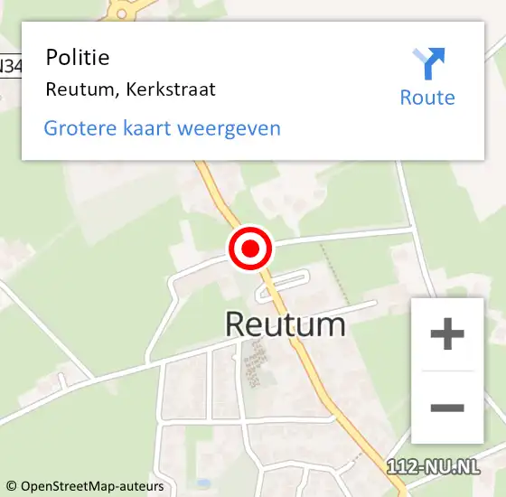 Locatie op kaart van de 112 melding: Politie Reutum, Kerkstraat op 18 maart 2019 08:30