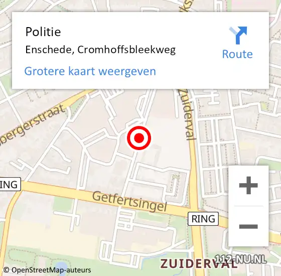 Locatie op kaart van de 112 melding: Politie Enschede, Cromhoffsbleekweg op 18 maart 2019 08:38