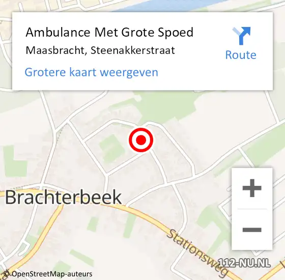 Locatie op kaart van de 112 melding: Ambulance Met Grote Spoed Naar Maasbracht, Steenakkerstraat op 18 maart 2019 08:47