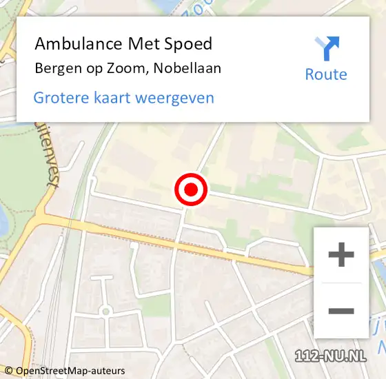 Locatie op kaart van de 112 melding: Ambulance Met Spoed Naar Bergen op Zoom, Nobellaan op 18 maart 2019 09:27